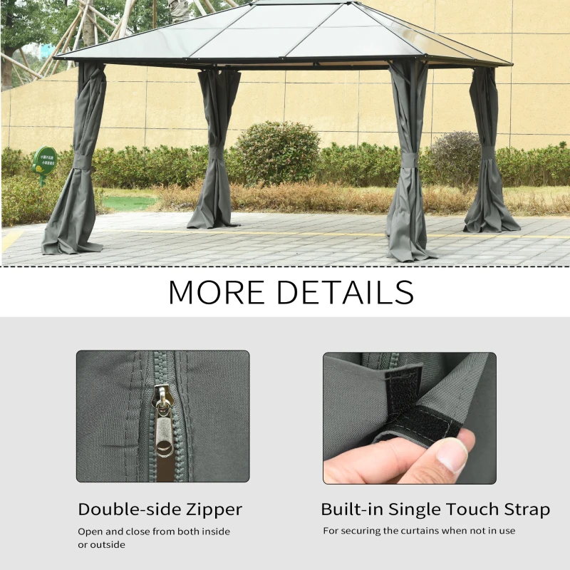 Outsunny 9.84' x 11.8' Gazebo Sidewall Set with Hooks/C-Rings, Gray