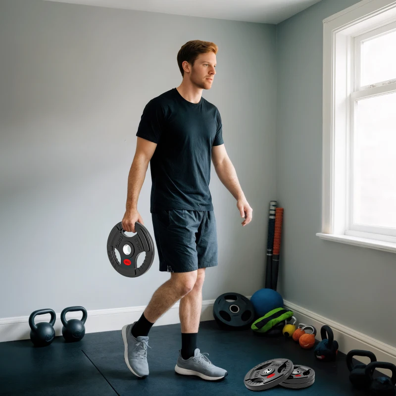 Soozier Weight Plates Set, 2-Inch Barbell Weights Set w/Tri-Grips for Weightlifting and Strength Training, 2 x 11lbs, 2 x 22lbs