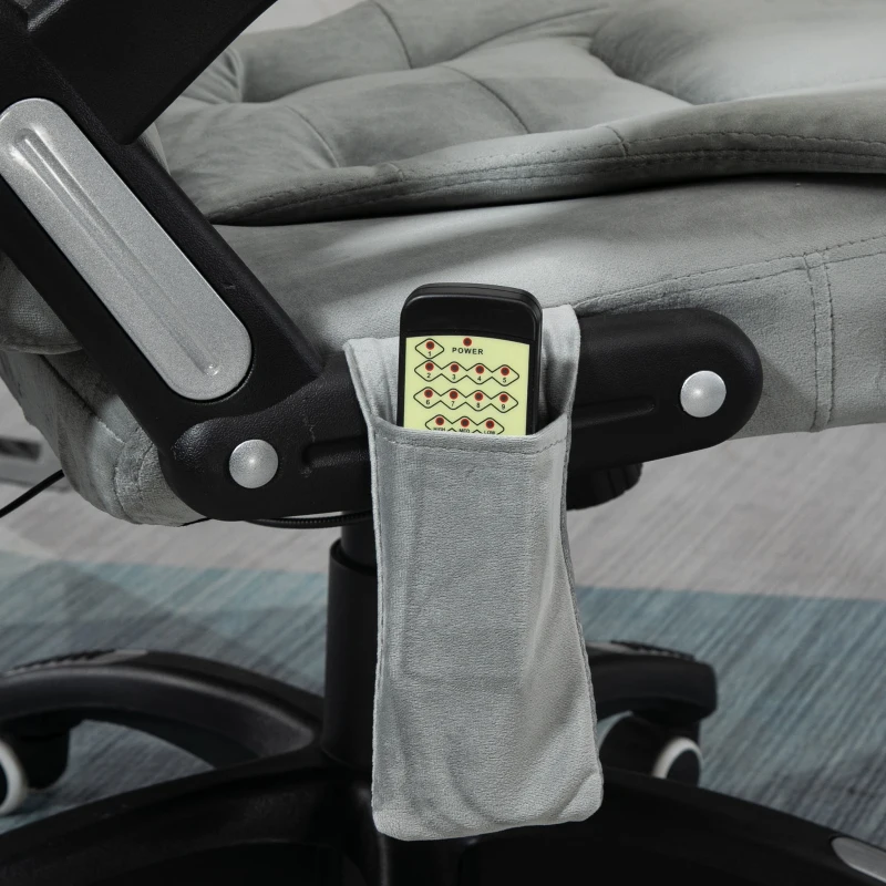 Vinsetto High Back Chair with 6 Point Reclining Backrest Padded Armrest Grey