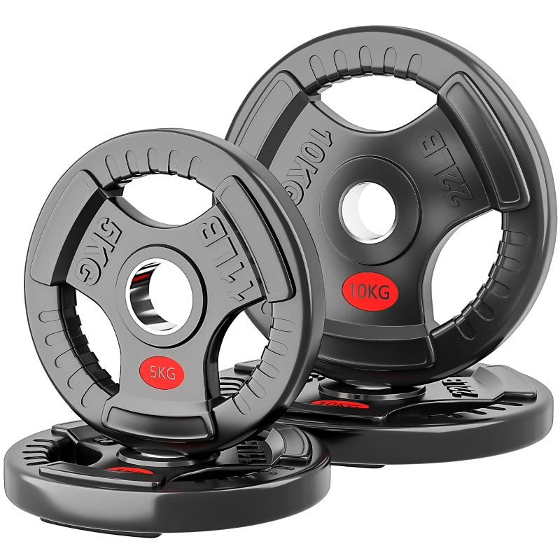 Soozier Weight Plates Set, 2-Inch Barbell Weights Set w/Tri-Grips for Weightlifting and Strength Training, 2 x 11lbs, 2 x 22lbs