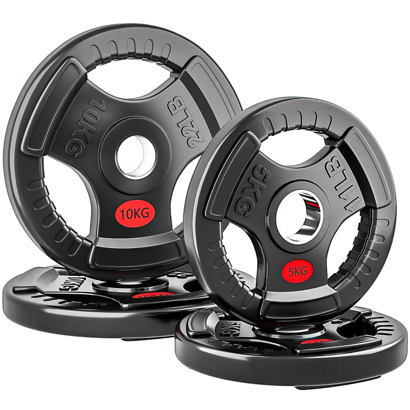 Soozier Weight Plates Set, 2-Inch Barbell Weights Set w/Tri-Grips for Weightlifting and Strength Training, 2 x 11lbs, 2 x 22lbs