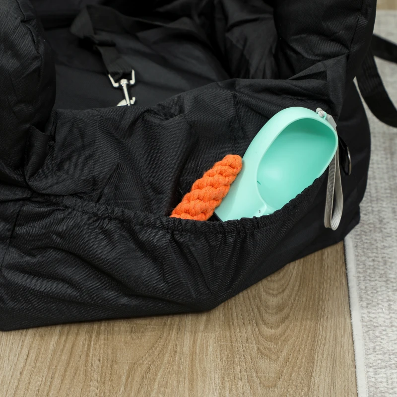 PawHut Dog Car Seat for Small Pets, Dog Booster Car Seat with Cushion and Storage Pockets, Machine Washable, Black