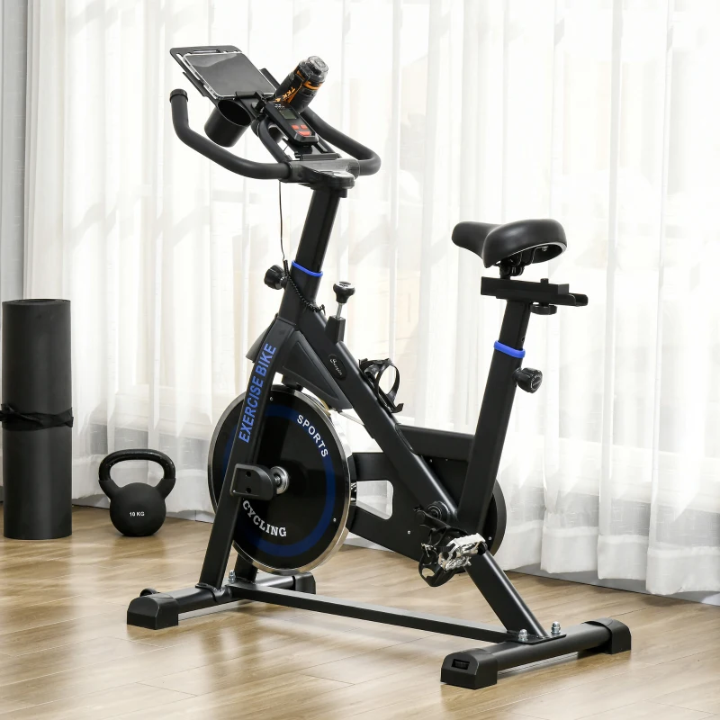 Soozier Adjustable Upright Stationary Exercise Bike w/ LCD Display, Indoor Cycling Bike for Home w/ Adjustable Resistance, Black