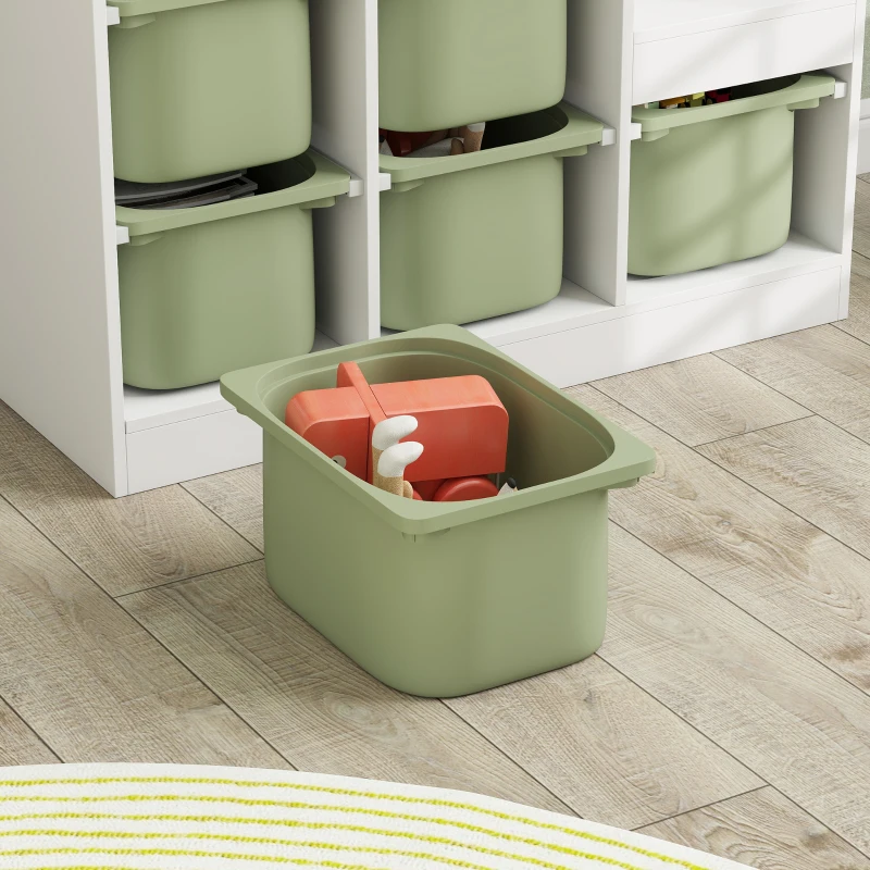 Qaba 3 Layers Toy Storage Organizer Kids Bookshelf Children Toy Storage w/ 6 Plastic Bins, Green