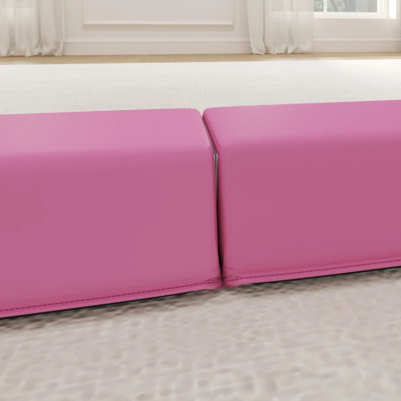 Soozier 7.7ft Folding Balance Beam, Gymnastics Equipment with Anti-Slip Bottom for Kids Home Training, Red