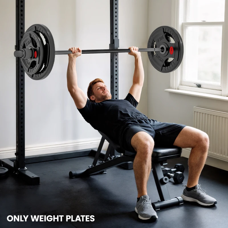 Soozier Weight Plates Set, 2-Inch Barbell Weights Set w/Tri-Grips for Weightlifting and Strength Training, 2 x 11lbs, 2 x 22lbs