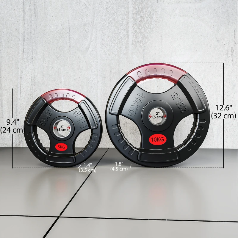 Soozier Weight Plates Set, 2-Inch Barbell Weights Set w/Tri-Grips for Weightlifting and Strength Training, 2 x 11lbs, 2 x 22lbs