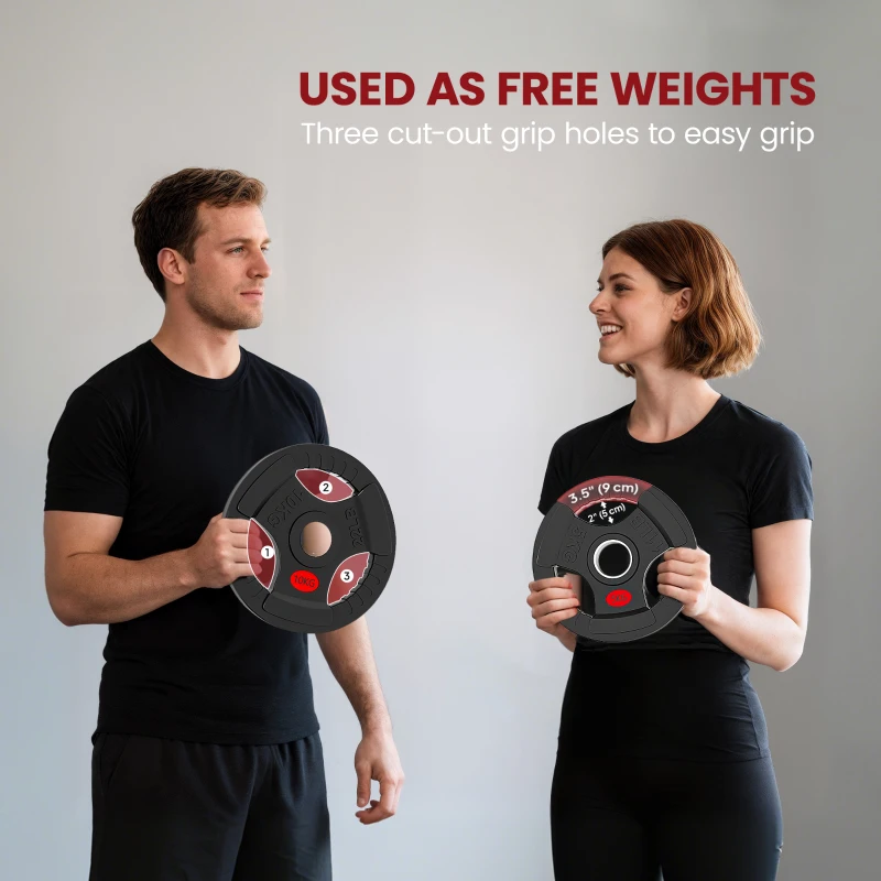 Soozier Weight Plates Set, 2-Inch Barbell Weights Set w/Tri-Grips for Weightlifting and Strength Training, 2 x 11lbs, 2 x 22lbs