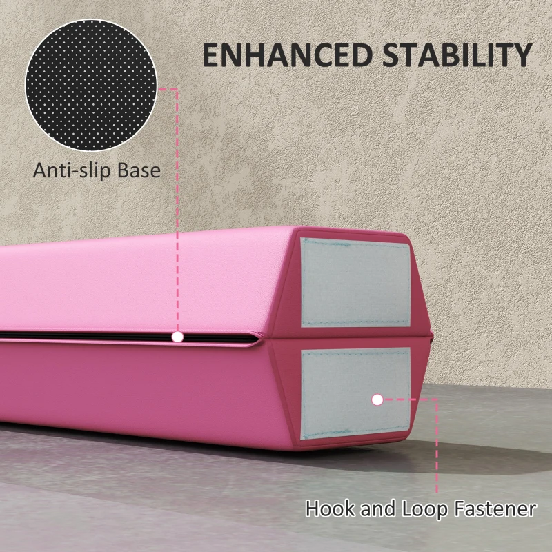 Soozier 7.7ft Folding Balance Beam, Gymnastics Equipment with Anti-Slip Bottom for Kids Home Training, Red