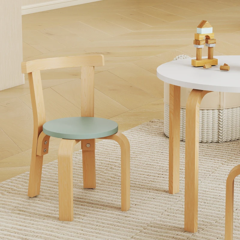 Qaba Wooden Kids Table and Chairs Set, 5 Piece Wooden Toddler Table and Chairs Set for Ages 3-8 Years, Green