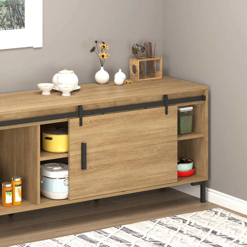 HOMCOM 6FT Mini Barn Door Hardware Kit, Sliding Barn Door Cabinet Hardware Kit for 19.7" Wide Door, Black