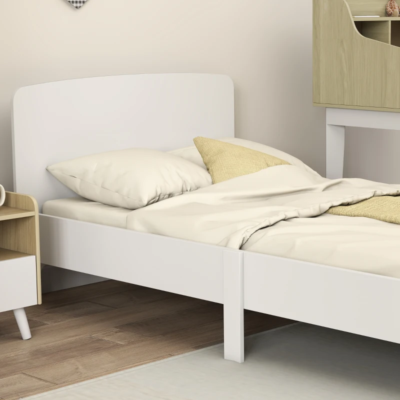 Qaba Bed Frame for Girls and Boys, Bedroom Furniture, White