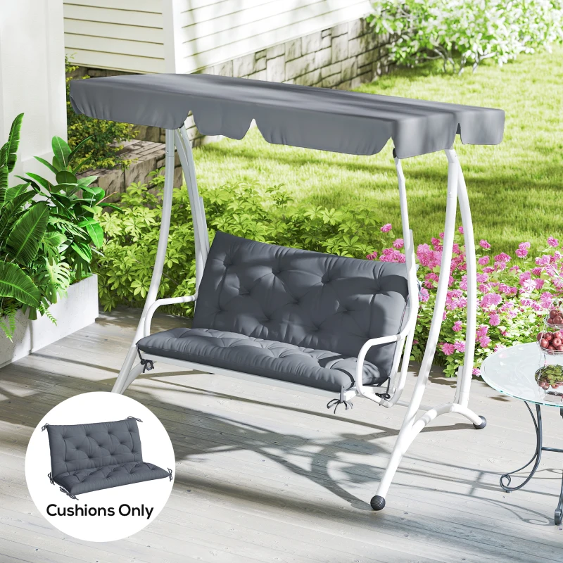 Outsunny Porch Swing Cushion Garden Bench Cushion with Backrest, Non-Slip 2-seater Soft Pad, Swing Chair Mat Replacement for Indoor and Outdoor, 39.4" x 38.6", Dark Grey