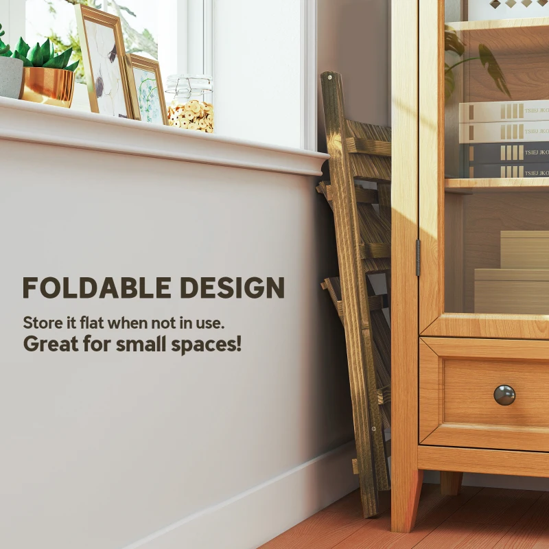 Outsunny Outdoor Plant Stand, Foldable Flower Stand 3-Tier Wooden Plant Shelf for Garden Indoor Outdoor, 32" x 14" x 37"