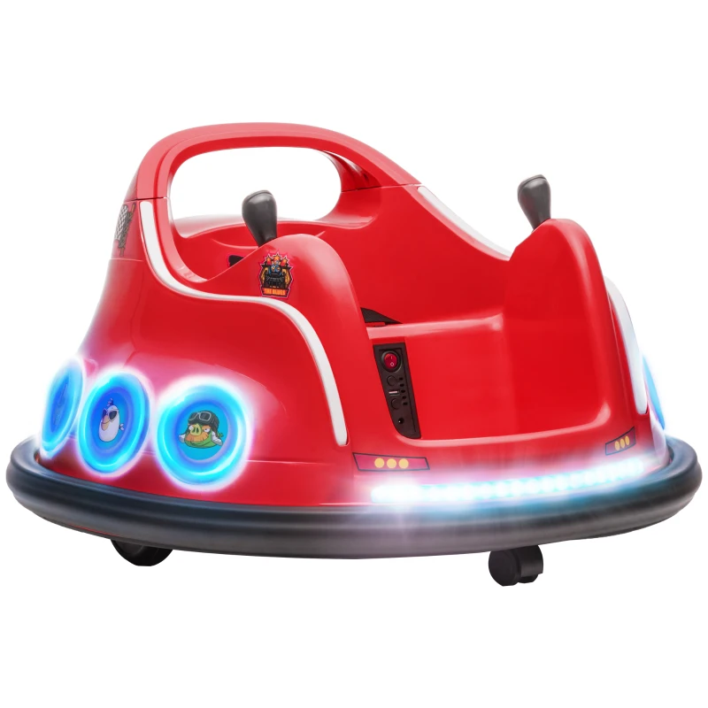 Qaba Angry Bird Licensed Electric Ride on Car, 12V Bumper Car for Kids w/ Dual Joysticks, 360 Degree Spin, Red