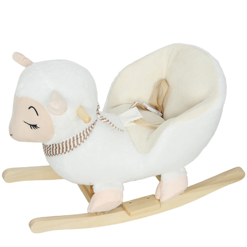 Qaba Baby Rocking Horse, Sheep Rocking Horse with Lullaby Song for Toddlers 18–36 Months, White