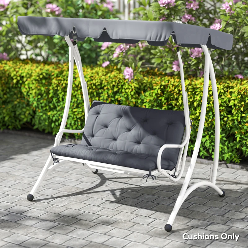 Outsunny Porch Swing Cushion Garden Bench Cushion with Backrest, Non-Slip 2-seater Soft Pad, Swing Chair Mat Replacement for Indoor and Outdoor, 39.4" x 38.6", Dark Grey