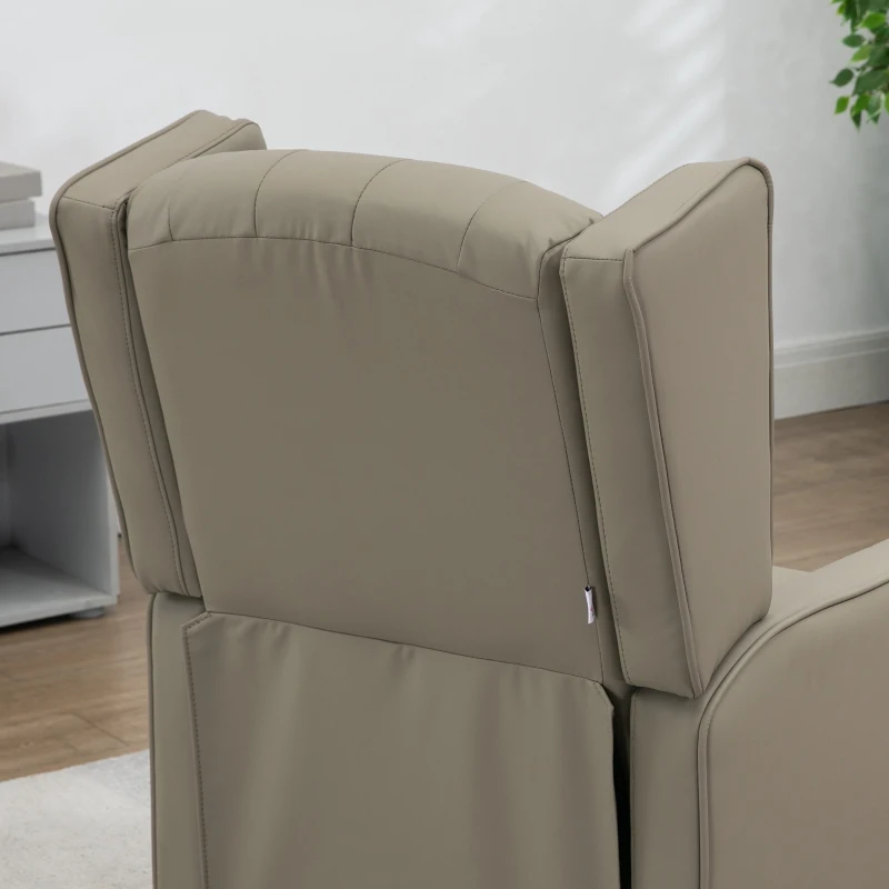 HOMCOM Faux Leather Accent Chair with Thick Padding for Living Room, Bedroom, Home Office, Khaki