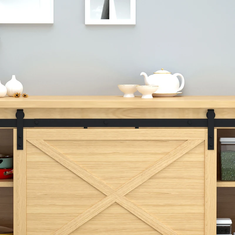 HOMCOM 6FT Mini Barn Door Hardware Kit, Sliding Barn Door Cabinet Hardware Kit for 19.7" Wide Door, Black