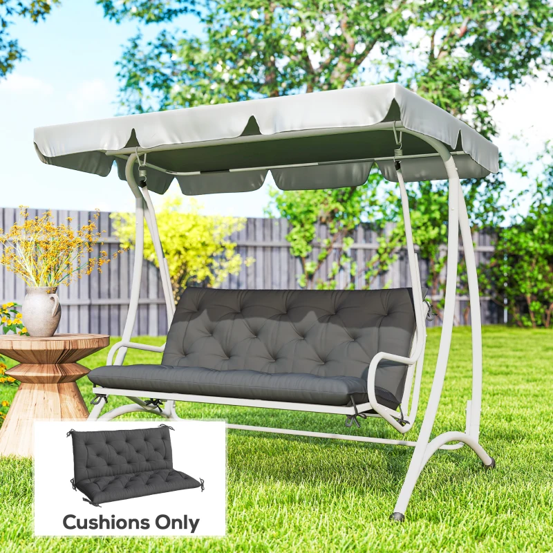 Outsunny 2 Seater Garden Bench Cushion, Soft Thick Outdoor Non-Slip 2 Seater Soft Pad With Backrest for Garden Patio, 47" x 43" x 5", Black