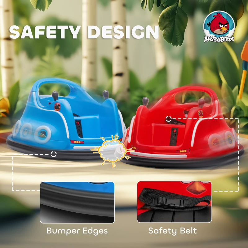 Qaba Angry Bird Licensed Electric Ride on Car, 12V Bumper Car for Kids w/ Dual Joysticks, 360 Degree Spin, Red