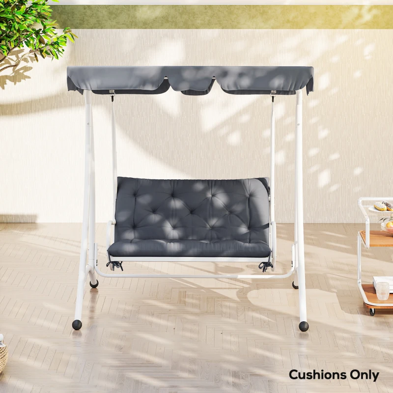 Outsunny Porch Swing Cushion Garden Bench Cushion with Backrest, Non-Slip 2-seater Soft Pad, Swing Chair Mat Replacement for Indoor and Outdoor, 39.4" x 38.6", Dark Grey