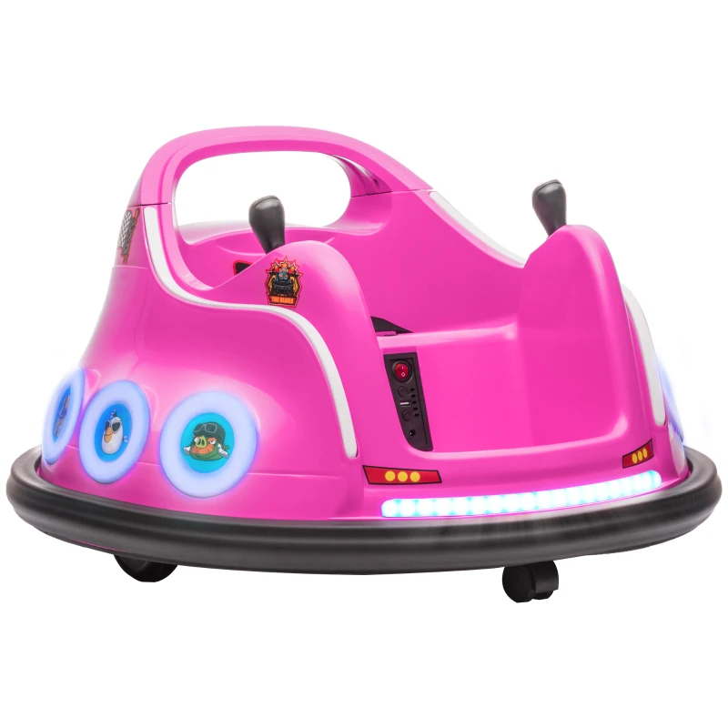 Qaba Angry Bird Licensed Electric Ride on Car, 12V Bumper Car for Kids w/ Dual Joysticks, 360 Degree Spin, Pink