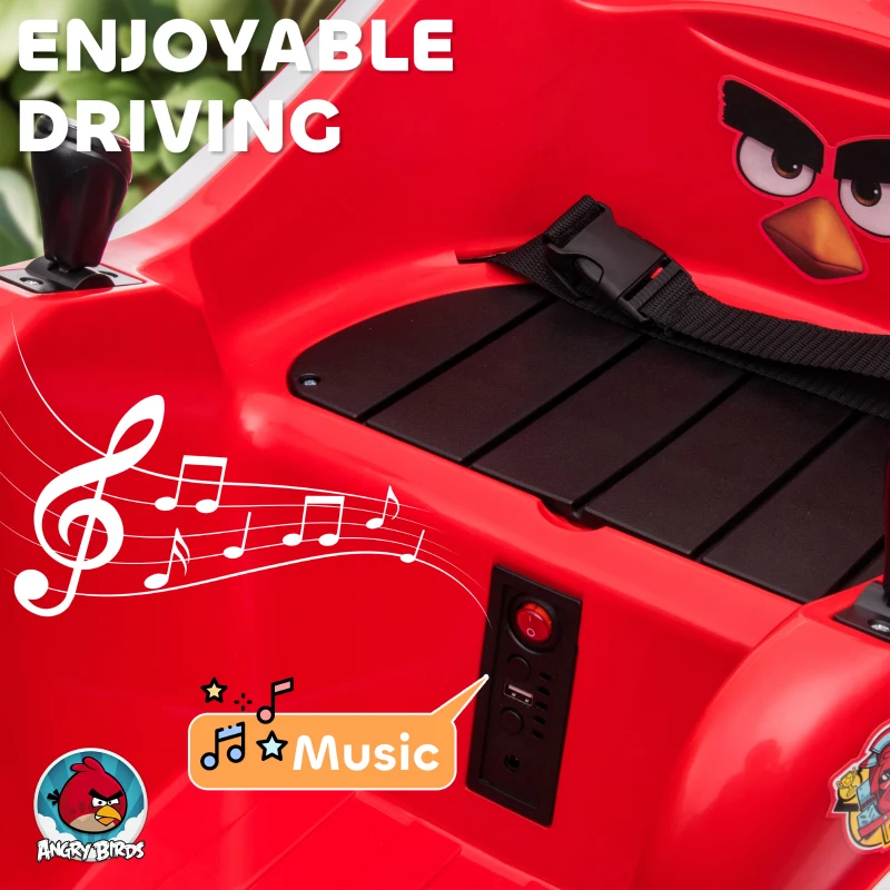 Qaba Angry Bird Licensed Electric Ride on Car, 12V Bumper Car for Kids w/ Dual Joysticks, 360 Degree Spin, Red