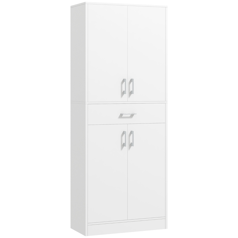 HOMCOM 71" Kitchen Pantry Cabinet with Drawer and Adjustable Shelf, Freestanding Tall Storage Cabinet with 2 Double Door Cupboards, White