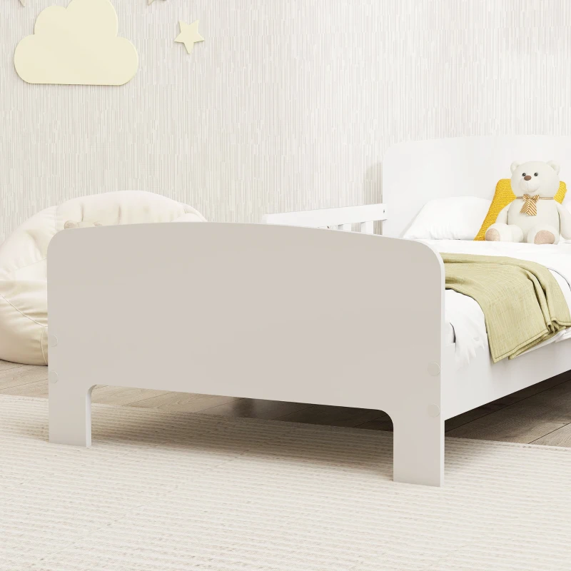 Qaba Bed Frame with Safety Side Rails for Girls and Boys, Bedroom Furniture, White