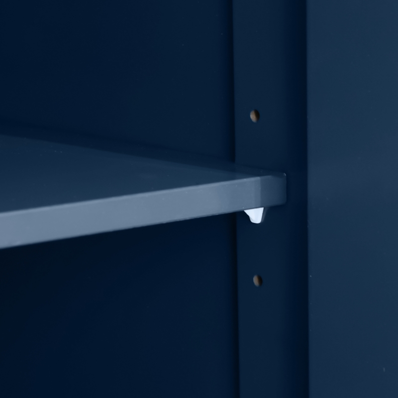 HOMCOM Kitchen Island with Storage, Rolling Kitchen Island with Drop Leaf, Rubber Wood Top and Adjustable Shelves, Navy Blue