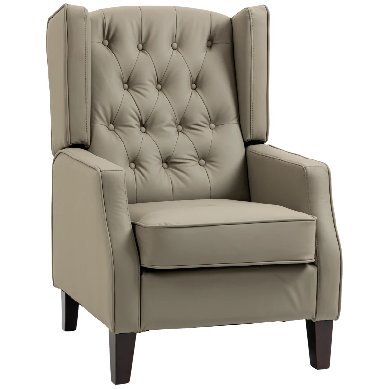 HOMCOM Faux Leather Accent Chair with Thick Padding for Living Room, Bedroom, Home Office, Khaki