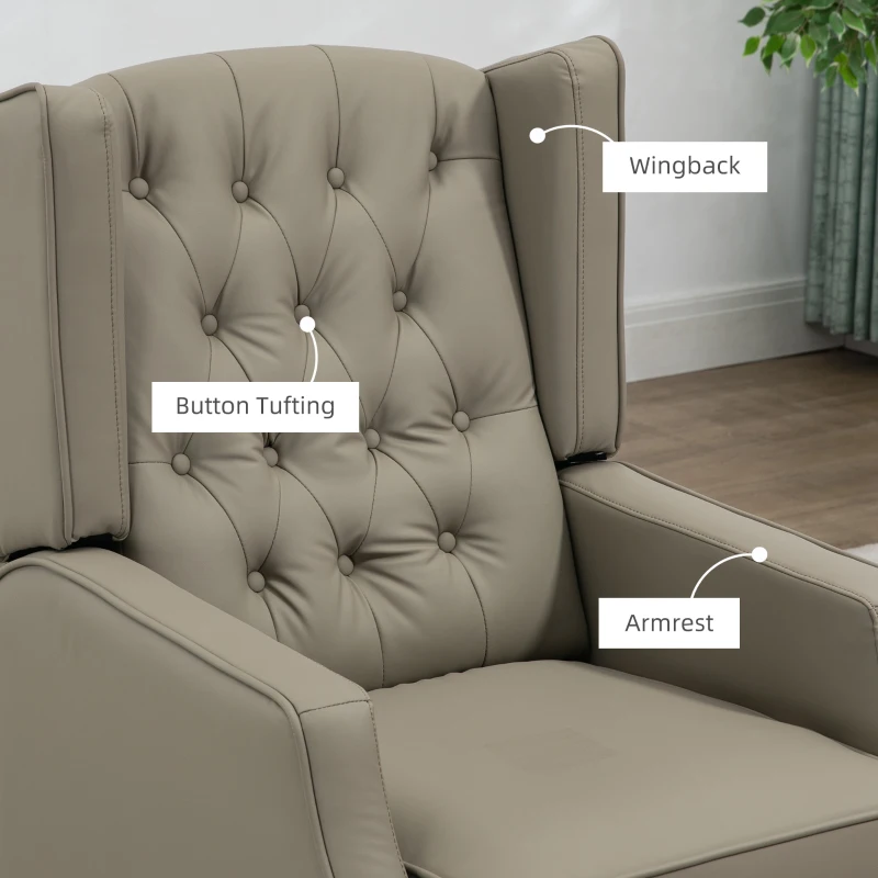 HOMCOM Faux Leather Accent Chair with Thick Padding for Living Room, Bedroom, Home Office, Khaki