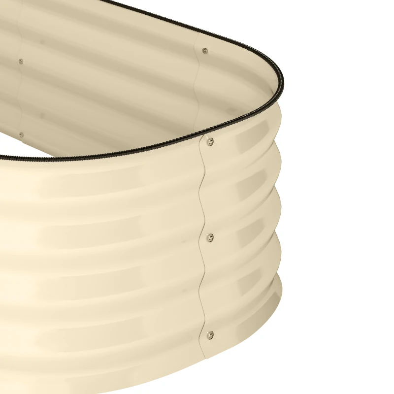 Outsunny 4.9' x 2' x 1' Galvanized Raised Garden Bed Kit, Metal Planter Box with Safety Edging, Cream