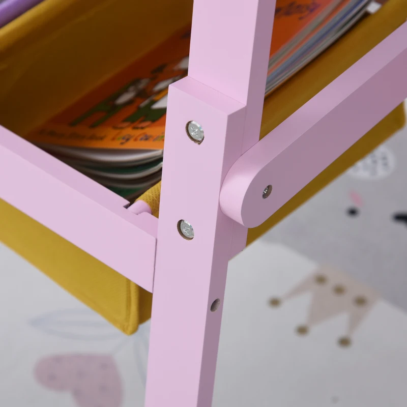 Qaba 3 In 1 Kids Wooden Art Easel with Paper Roll, Double-Sided, Chalkboard & Whiteboard, Storage Baskets, Pink