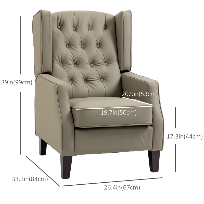 HOMCOM Faux Leather Accent Chair with Thick Padding for Living Room, Bedroom, Home Office, Khaki