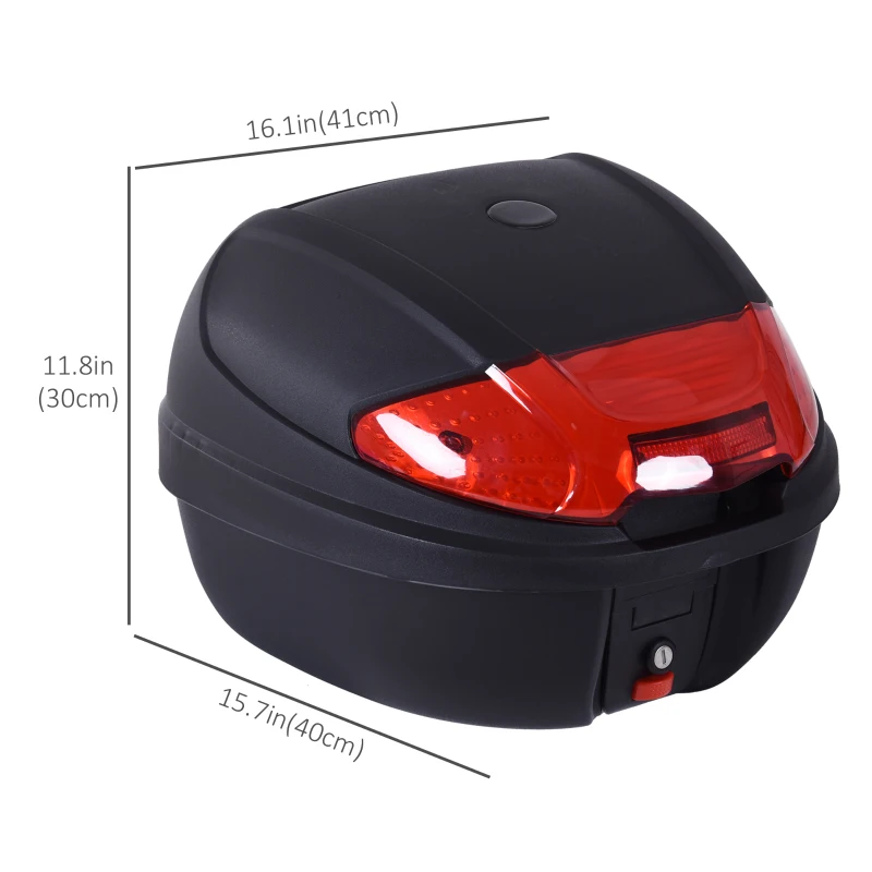 HOMCOM 30L Motorcycle Tail box Top Case Motorbike Trunk Helmet Carrier Luggage Helmet Storage Mount Rack w/ Lock