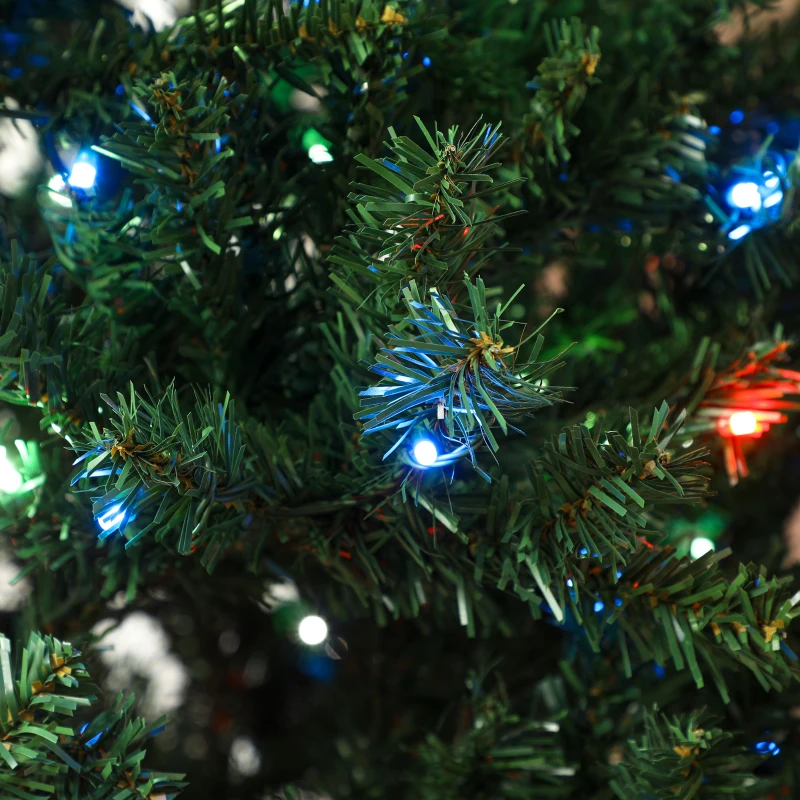 HOMCOM 7.5ft Prelit Christmas Tree with RGB Dynamic LEDs, Remote Control, Daily Timer, Hinged Xmas Tree, Easy Assembly