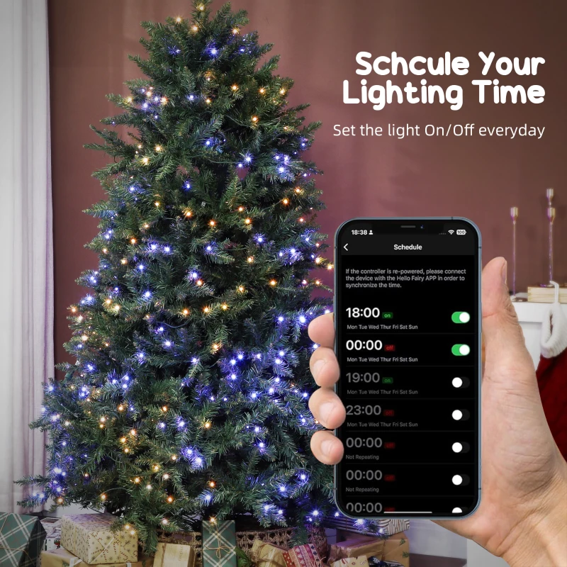 HOMCOM 6ft Prelit Christmas Tree with Full-Spectrum LEDs, Smart App Control, Wide Full Hinged Xmas Tree, Easy Assembly