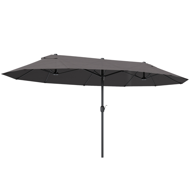 Outsunny 15' Double-Sided Patio Umbrella Parasol Sun Shelter Canopy Shade Grey