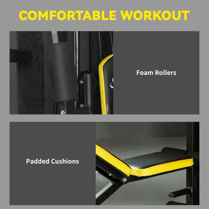 Soozier All-in-One Smith Machine, Multi Home Gym Workout Station with Weight Stack and Pulley System for Full Body Training