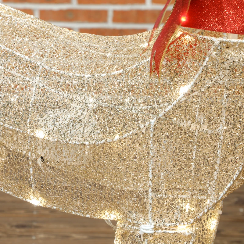 Outsunny 4.4FT Lighted Christmas Deer, Light Up Buck with Rotating Head, 123 LED Lights, Stakes and Zip Ties, Outdoor Waterproof