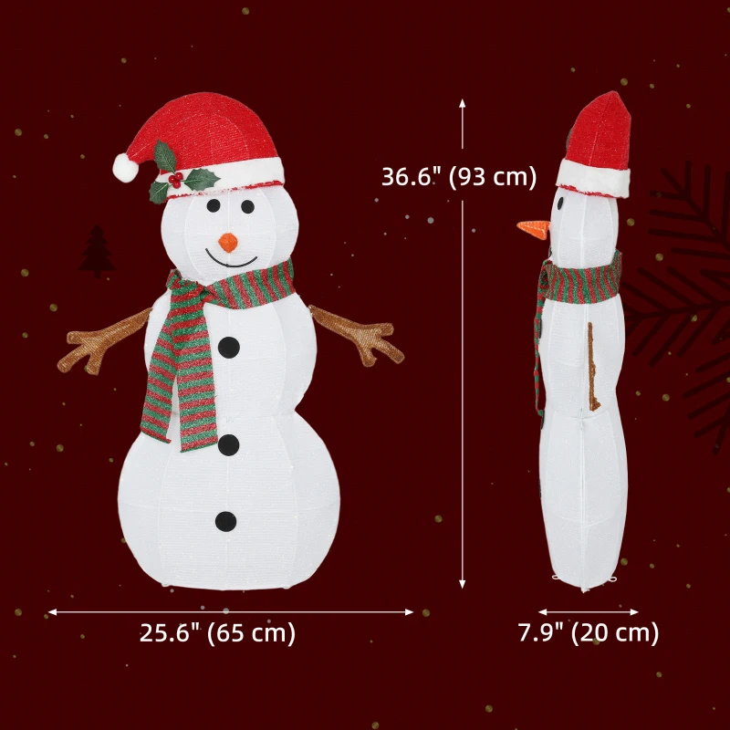 Outsunny Lighted Christmas Decoration, Outdoor Christmas Snowman with LED Lights, Stakes, Zip Ties, IP44 Waterproof