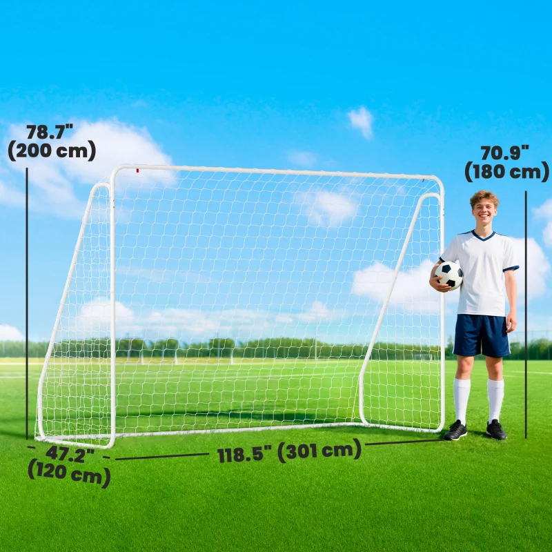 Soozier Soccer Goal, Soccer Net for Backyard, 10 x 4 ft, White