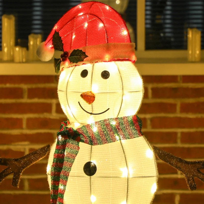 Outsunny Lighted Christmas Decoration, Outdoor Christmas Snowman with LED Lights, Stakes, Zip Ties, IP44 Waterproof