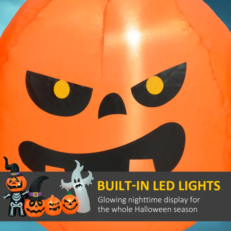 HOMCOM 7.5ft Inflatable Halloween Pumpkin Ghost Family, Blow Up LED  Display for Garden Indoor Outdoor
