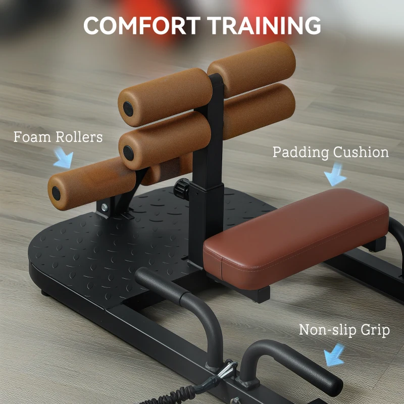 Soozier Foldable Sissy Squat Machine, Hip Thrust Machine with Push Up Stand, Multipurpose Glute Workout Equipment, Black