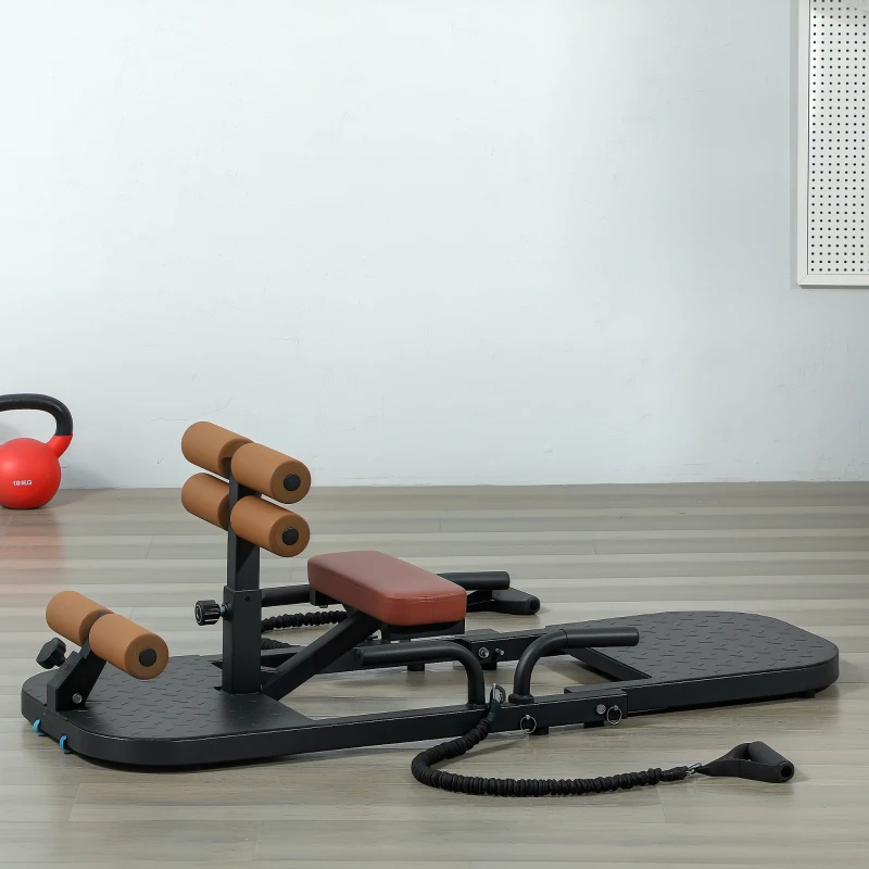 Soozier Foldable Sissy Squat Machine, Hip Thrust Machine with Push Up Stand, Multipurpose Glute Workout Equipment