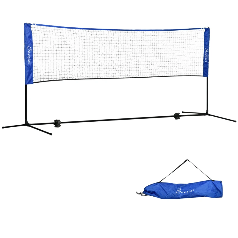 Soozier 10ft Badminton Net, Height Adjustable Outdoor Sports Net with Carry Bag, for Tennis, Pickleball and Volleyball, Blue