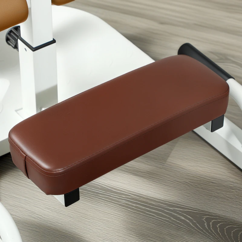 Soozier Foldable Sissy Squat Machine, Hip Thrust Machine with Push Up Stand, Multipurpose Glute Workout Equipment, White